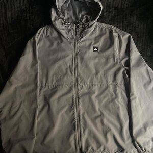 Quiksilver Men's Light Gray Hooded Windbreaker